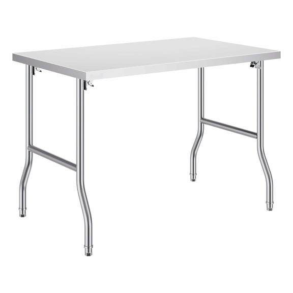 Stainless Steel Work Table 48x30 inch, Folding Commercial Prep Table, Heavy Duty Kitchen Island Workstation, Silver
