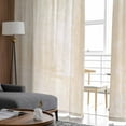 thumbnail image 4 of Beige Semi Sheer Curtains 63 Inch Length 2 Panels Set, Retro Oil Painting Modern Abstract Art Aesthetics Sheer Kitchen Curtain Privacy Voile Window Curtain for Living Room Bedroom Rod Pocket Drapes, 4 of 7