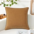 thumbnail image 4 of Hxlamzoo Chenille Herringbone Trim Sofa Pillow - Solid Color Velvet Lumbar Cushion with Polyester-Spandex Blend, 15.75x15.75x1.18 Inches for Living Room, Bedroom, Office, Car Seat Backrest Support, 4 of 6