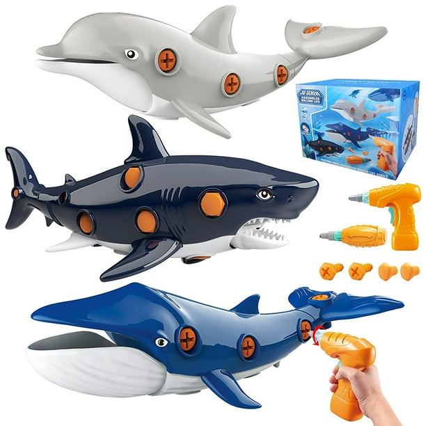 Muyoka Ensamble un animal marino de juguete para habilidades motoras finas Desmonte el juego de construcción educativo de juguete con taladro eléctrico Juguete de construcción de bricolaje para niños Muyoka Hogar
