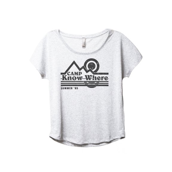 Camp Know Where Women's Fashion Slouchy Dolman T-Shirt Tee Heather White Small