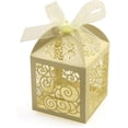 thumbnail image 1 of 100 Pack Wedding Favor Boxes Laser Cut Boxes Party Favor Box Small Gift Boxes Lace Candy Boxes for Wedding Bridal Shower Baby Shower Birthday Party Anniverary with Ribbons, 1 of 7
