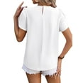 thumbnail image 5 of SHIBEVER Women Summer Tops Casual Pleated Shirts Dressy Petal Sleeve Loose Crew Neck Trendy Clothes Cute Ladies Blouses Solid Color White Size XL, 5 of 5