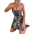 thumbnail image 4 of VISgogo Mini vestido ajustado para mujer, correa de espagueti sin mangas con estampado de leopardo/piel de serpiente VISgogo moda, 4 of 6