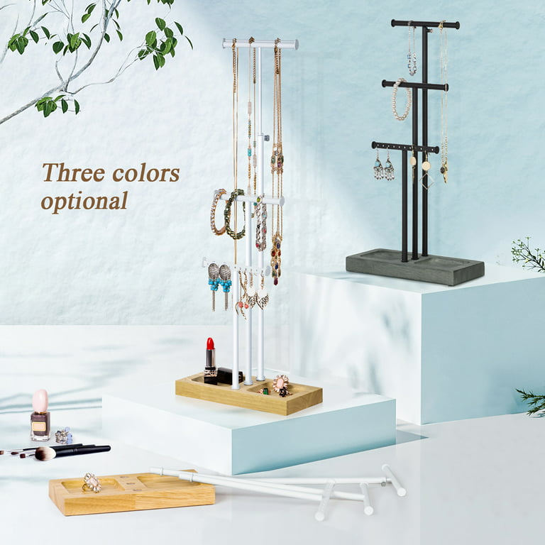 Love-KANKEI Necklace Holder Jewelry Tree Stand Adjustable Height with Large  Storage for Necklaces Bracelets Earring Rings Drawer Jewelry Organizer