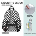 thumbnail image 5 of Black and White Checkered Backpack for School,Cute School Bag,Schoolbag with Adjustable Shoulder Straps & Padded Back,15.25"x11.5"x5.25", 5 of 6