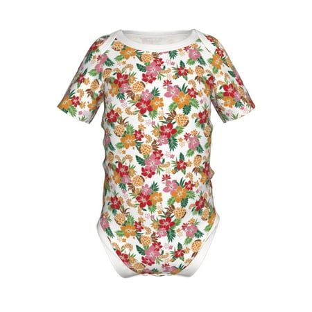 

Junzan Pineapple Flower Print Short-Sleeve Baby Climbing Clothes Bodysuits for Infant One-Piece for Baby Boys & Girls Baby Clothes Baby Romper with Snap Closure-2 Years