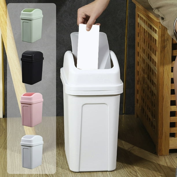 Xihbxyly Bote de Basura de 4.5 Galones, Tapa Abatible, Diseño Fácil de Limpiar, Plástico Grueso, Opciones Multicolor, Ideal para Baño, Oficina, Dormitorio, Sala de Estar, Tamaño Compacto (15.35 X 11.