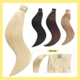 thumbnail image 3 of Straight Ponytail Extension Remy Human Hair Wrap Around Magic Paste Ponytail Hairpiece for Women, 3 of 7