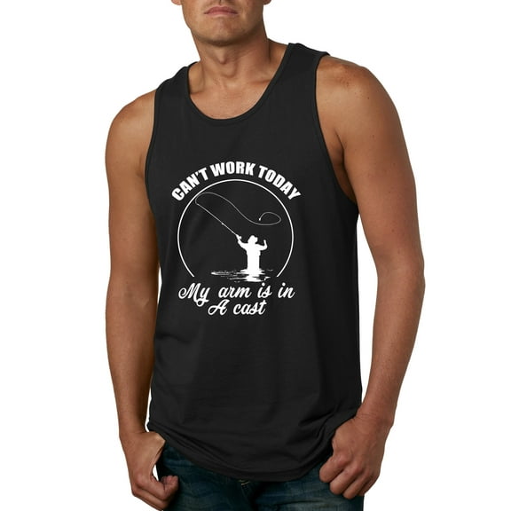 Wild Bobby, Can't Work Today My Arm Is In A Cast, Fishing, Men Graphic Tank Top, Black, Small