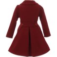 thumbnail image 3 of Little Girls Dress Coat Long Sleeve Button Pocket Long Winter Coat Outerwear Burgundy 2 (2J0K4S9), 3 of 4