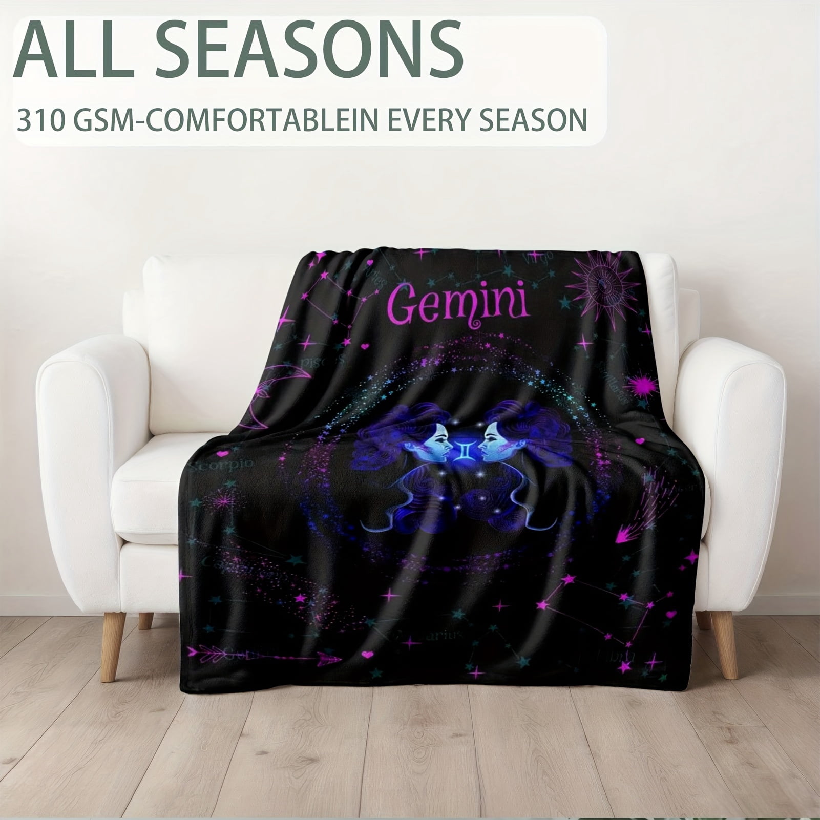 1 Pc Zodiac Blanket Gift For Women And Men Creative Birthday And Christmas Gift Aries Taurus Gemini Cancer Leo Virgo Libra Scorpio Sagittarius Capricorn Aquarius Pisces Nap Blanket