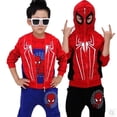 thumbnail image 2 of Ropa para niños, abrigo con capucha sin mangas de Spiderman de dibujos animados, camiseta y pantalón, conjunto de 3 unidades, chándal para niños pequeños, 6M Gao Jinjia LED, 2 of 2