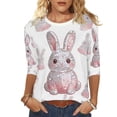 thumbnail image 4 of CLOISE 3/4 Sleeve T Shirts for Women Easter Plus Size Tops Crewneck Holiday Pullover Bunny Holiday Blouses White S, 4 of 8