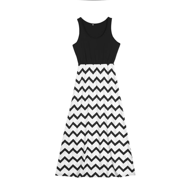 ITFABS Robe Mère Fille, Robe Maxi Bohème, Robe Sans Manches à Empiècements