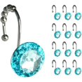thumbnail image 1 of Gancho para cortina de ducha con bola deslizante y joya de diamante turquesa redonda, paquete de 12, 1 of 4