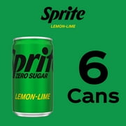 Sprite Zero Sugar Lemon-Lime Caffeine Free Soda Pop Mini Cans, 7.5 fl oz, 6 Pack