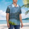 thumbnail image 3 of Sikiie Majestic Deer Mountain Lake Print Men's Hawaiian Shirt, Summer Beach Button Pocket Short Sleeve T-Shirt,Medium, 3 of 7