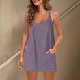 thumbnail image 2 of GILIGEGE Womens Summer Sleeveless Mini Dress V Neck Spaghetti Strap Sundress Athletic Short Dress with Pockets 2025 Spring/Summer New Loose and Slimming Pure Ribbon Pocket Strap Jumpsuit for Women, 2 of 5