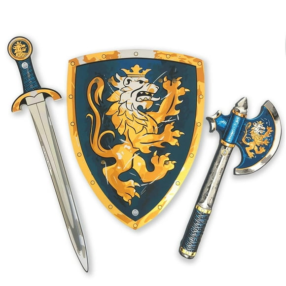 Set de espada, escudo y hacha de espuma Liontouch Noble Knight, azul
