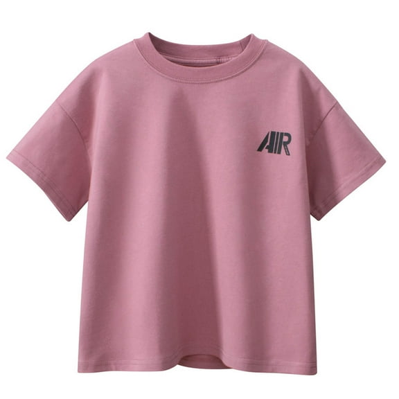 Boys Shirts Summer Short Sleeve Letter Print Casual Daily Wear T Shirt Boys' Tops Pink 6-7 Years