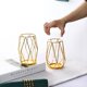thumbnail image 2 of CasaVibe Juego de 2 Jarrones Geométricos Dorados: Jarrones de Marco de Metal de Vidrio Transparente para Decoración Del Hogar/mesa/boda, 2 of 5