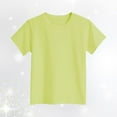 thumbnail image 2 of shoper Girls Shirt Solid Color Baggy Soft Cotton Short Sleeve Round Neck Tees Pullover Back To School Shirt T-Shirts Toddler To Big Kid Light Green 90, 2 of 4
