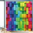 thumbnail image 2 of Funny Building Blocks Shower Curtain Set Colorful Blocks Cloth Shower Curtain Waterproof Bathroom Curtain Decor Polyester Fabric, 2 of 6