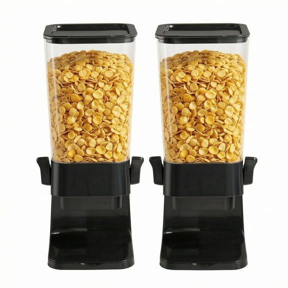 Liwantech Cereal Dispenser Countertop 5.5L, 2 Pack Airtight Food Storage Containers with Lids, Dry Food Dispenser for Pantry Organization, BPA Free Cereal Storage Containers for Kitchen (Black)