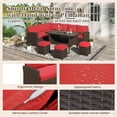 thumbnail image 4 of YODOLLA 7-Piece Patio Conversation Set with 43" Fire Pit Table, Outdoor Sectional Sofa, PE Rattan Wicker Furniture, Steel Frame, Red, 4 of 9