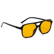Trendy Orange Yellow Tint Lens Aviator Women Men 70s Glasses Retro Oversized Sunglasses