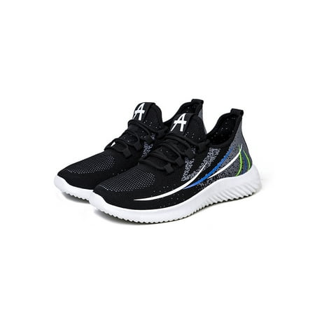 

Lacyhop Men Casual Shoe Lace Up Sport Sneaker Color Block Athletic Shoes Walking Slip Resistant Trainers Non-slip Round Toe Sneakers Black 9