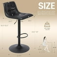 thumbnail image 6 of Bar Stools Set of 2, 360° Swivel Square Modern Kitchen Bar Stool with Back, PU Leather Adjustable Height Barstools for Bar, Kitchen Island, Dining, Black, 6 of 11
