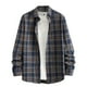 thumbnail image 1 of Blusa y camisa de manga larga con cuello vuelto para hombre, informal, con botones y bolsillos, camisa de manga larga a cuadros, abrigo de lino para hombre, 1 of 2