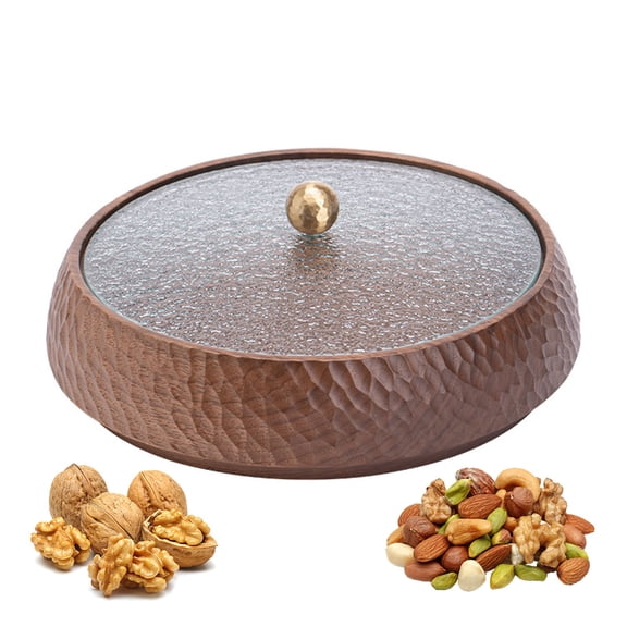 Snack bowl with lid, dried fruit tray, wooden serving tray for nuts and sweets, decorative food storage, organizer for sweets nuts