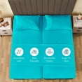 thumbnail image 3 of 600-Thread-Count 100% Egyptian Cotton 5-PCs Sheet Set Split King (2 XL Fitted)Size Fits 9-12 Inches Deep Pocket ( Stripe, Turquoise ), 3 of 5