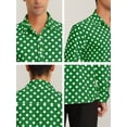 thumbnail image 6 of Unique Bargains Men's Polka Dots Print Dress Shirt Long Sleeves Casual Shirts S Green, 6 of 6