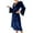 Blue, variant on Velvet Lace Trim Sleepwear Robes for Women Deep V-Neck Long Sleeve over the Knee Length Wrap Bathrobe Soft Comfy Solid Color Belted Nightgowns Loungewear Red M