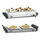 thumbnail image 1 of BELLA Servidor de buffet eléctrico triple de 3 x 1,5 cuartos, bandeja para calentar alimentos y olla de cocción lenta, estación de servicio calentada de acero inoxidable cepillado para fiestas y cater, 1 of 5