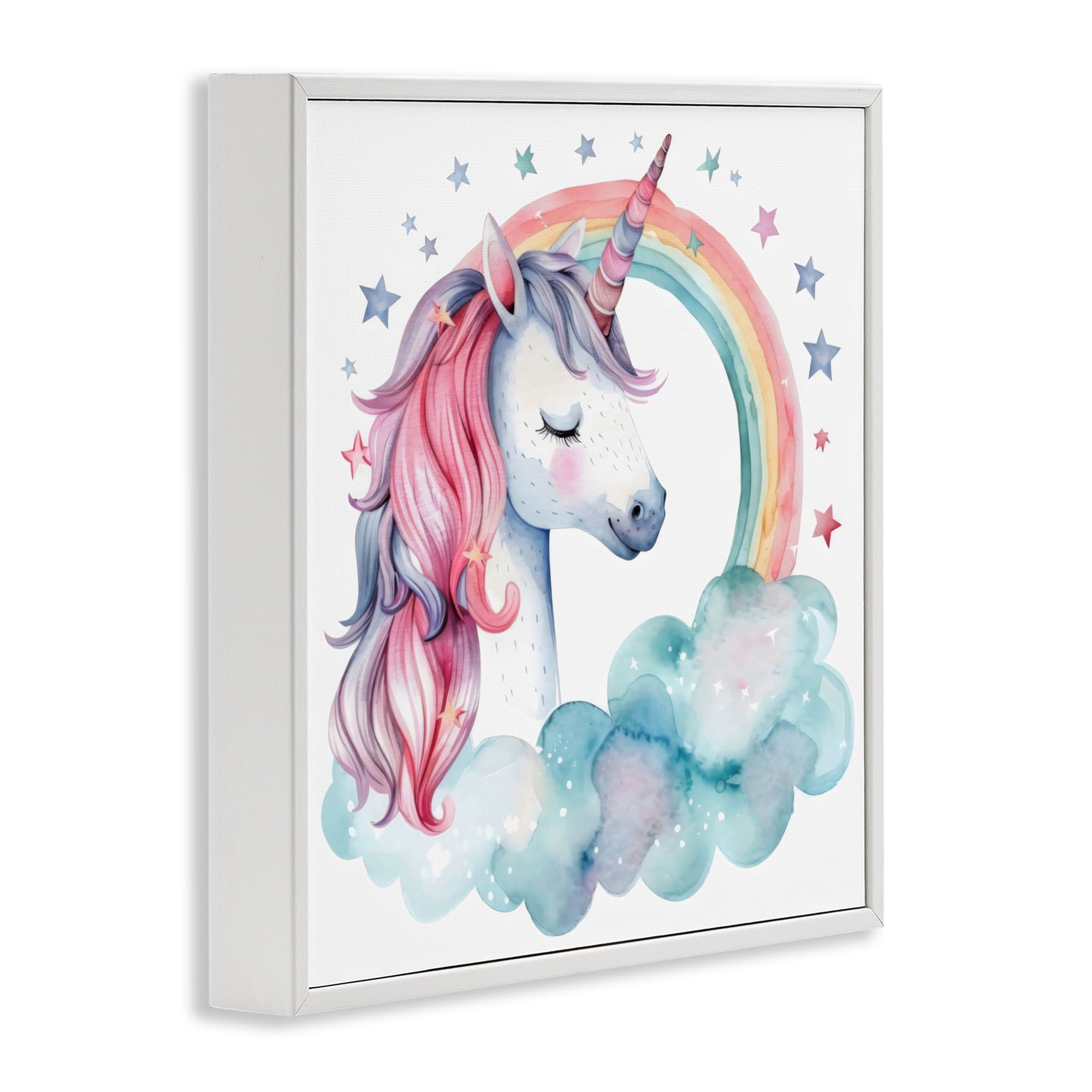 Stupell Industries Starry Rainbow Unicorn White Framed Giclee Art, design by Creative Studio