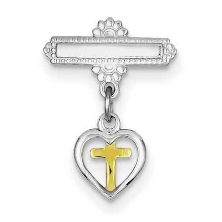 Sterling Silver Rhodium-plated & Vermeil Cross Pin