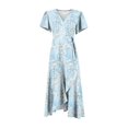 thumbnail image 7 of Women's Floral V-neck Short-sleeved Dress, Retro Elegant A-line Vacation Beach Dress, 7 of 7