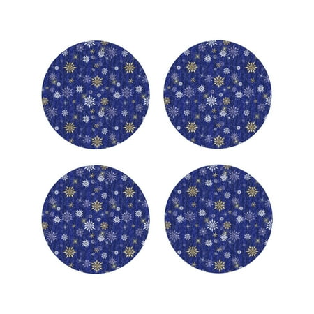

Tideii Golden Snowflakes Royal Blue for Leather Coasters 4 Pieces Anti-fouling and Anti-scalding Decorative Coasters Suitable for Restaurants Kitchens Coffee Shops-Round Shape