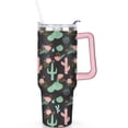 thumbnail image 2 of 40oz Watercolor Cactus Succulents Stainless Steel Flip Straw Tumbler Spill Proof Travel Cup Double Wall Vacuum Insulated Coffee Mug with Top Handle, 2 of 6