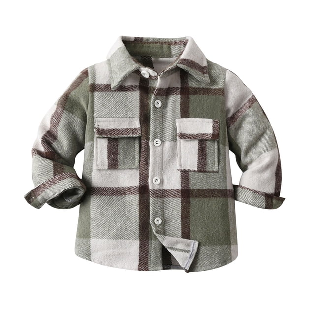 Tranfacy Chemises à Manches Longues pour Filles, Hauts d'Automne, Chemises Décontractées à Carreaux pour Garçons et Filles, Chemises à Col Rabattu avec Poche et Boutons