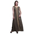 thumbnail image 1 of Bimba Geometric Ladies Printed Front Slit Sleeveless Maxi Summer Long CasualDress-Medium, 1 of 5