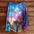 thumbnail image 2 of DHFJKG Long Sleeve Shirts For Women Ribbed Knit Pullover Galaxy Printed Casual Comfortable Crewneck Loose Fit Tunic Carnival Soft Home Clothes, 2 of 3