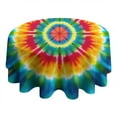 thumbnail image 4 of Rainbow Tie Dye Mandala Pattern Round Tablecloth 60"x60",Wrinkle Wipeable Table Cloth for Kitchen Dining Room Picnic Patio Party, 4 of 6