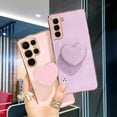 thumbnail image 3 of S 23 22 21 Love Heart Holder Luxury Plating Case For Samsung Galaxy S23 Ultra S22 Plus S20 S21 Fe Stand Fashion Silicone Cover, 3 of 7