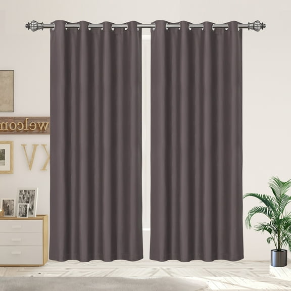 PiccoCasa 2Pcs Blockout Window Curtain for Kitchen, 52 x 84 inch Brown